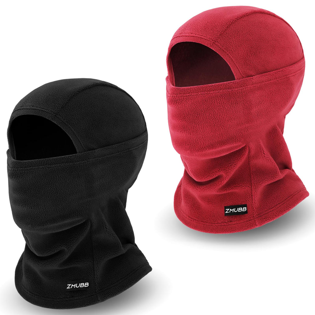 Kids Fleece Balaclava Ski MaskFace Mask Neck Warmer for Boys GirlsWindproof Face Cover for Cold Weather Skiing Cycling (Black/Red)