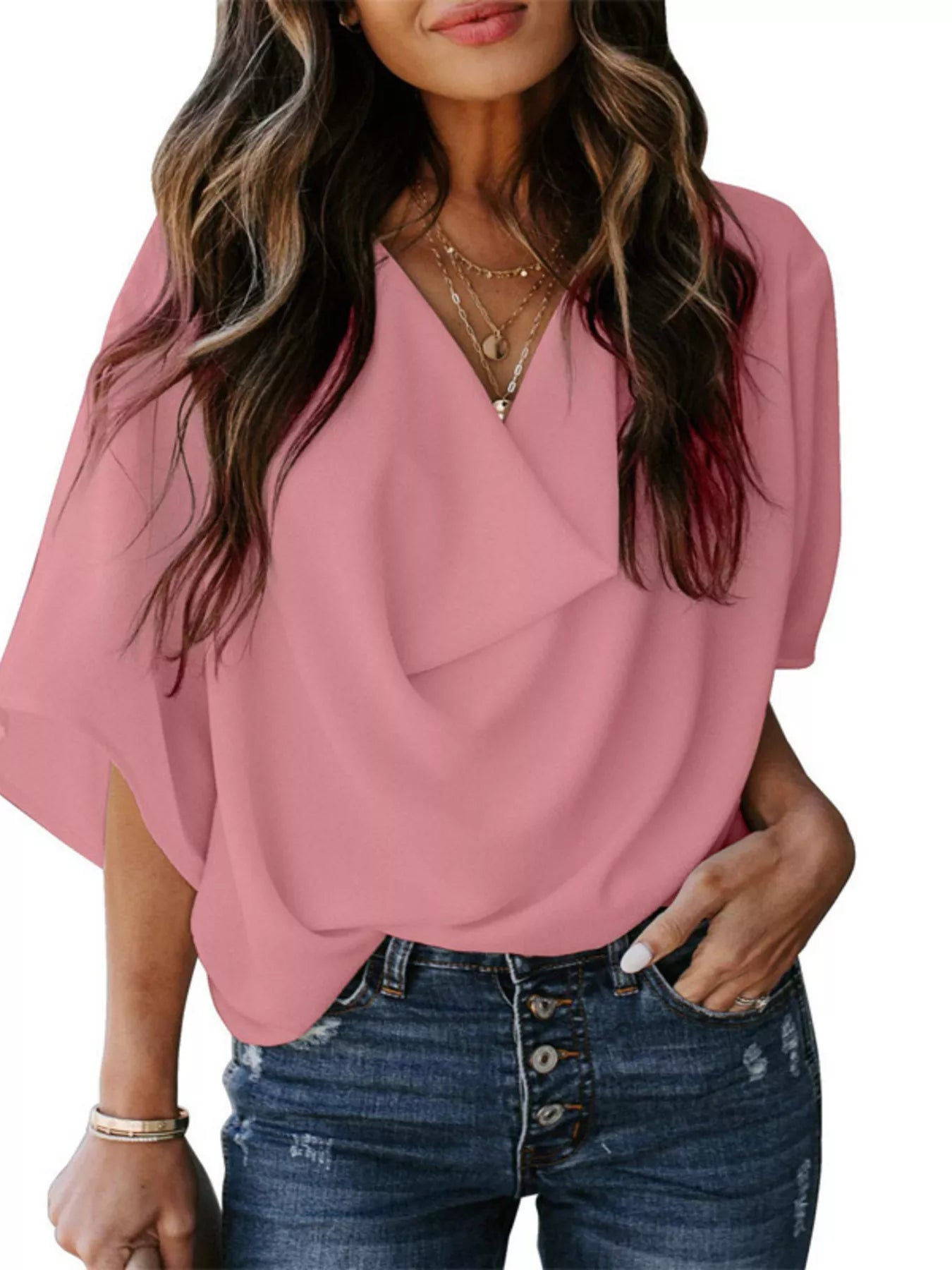 Full Size Half Sleeve Flowy Blouse Plus Size – Eternum Library